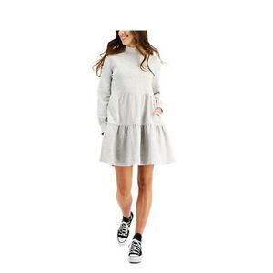 ‎Style & Co Mock-Neck Tiered Dress Grey